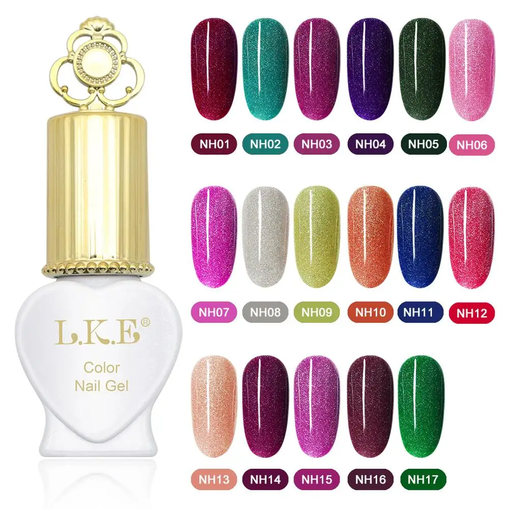 

LKE Neon Gel Nail Polish 8ML Hybrid Varnish Manicure Glitter White Vernis Semi Permanent UV LED Nail Art Base Top Coat