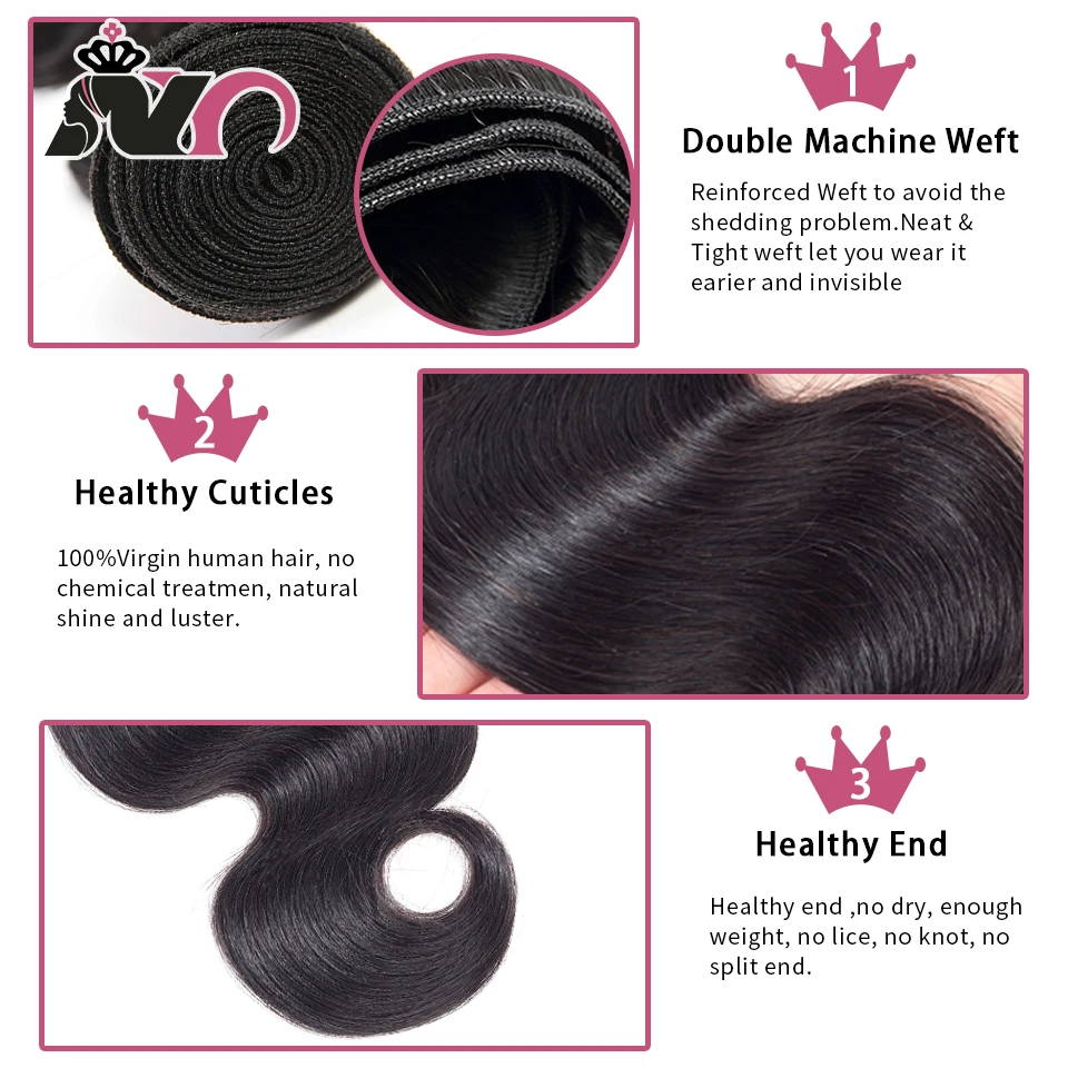 NY Body Wave Bundles With Frontal Peruvian Hair Bundles With 13*4 Swiss Lace Closure Natural Color Non-Remy Human Hair Cabelo