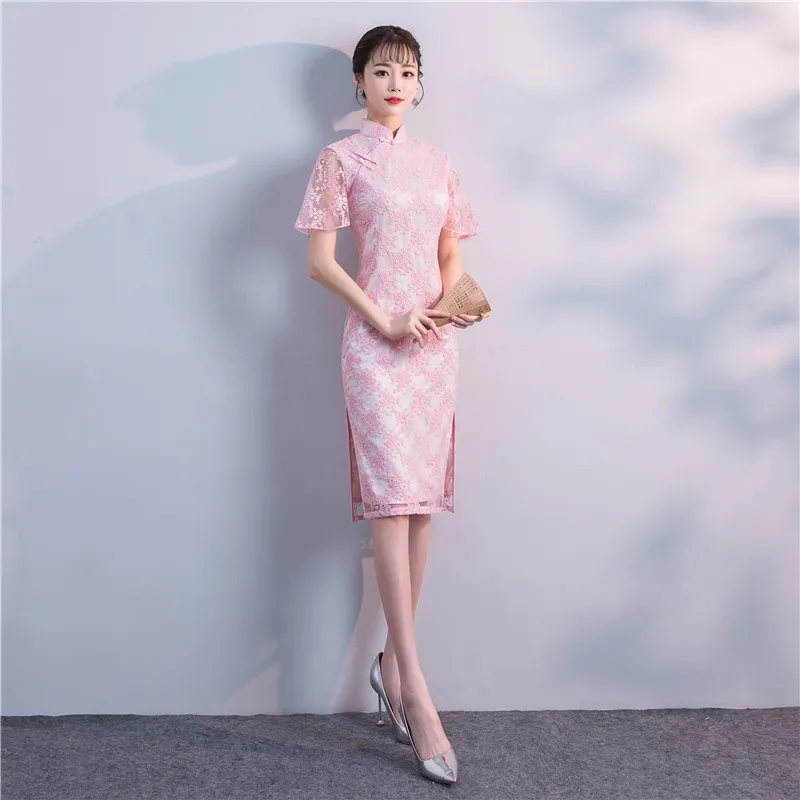 Китай платье Для женщин Вечеринка халат элегантный тонкий Cheongsam кружевное