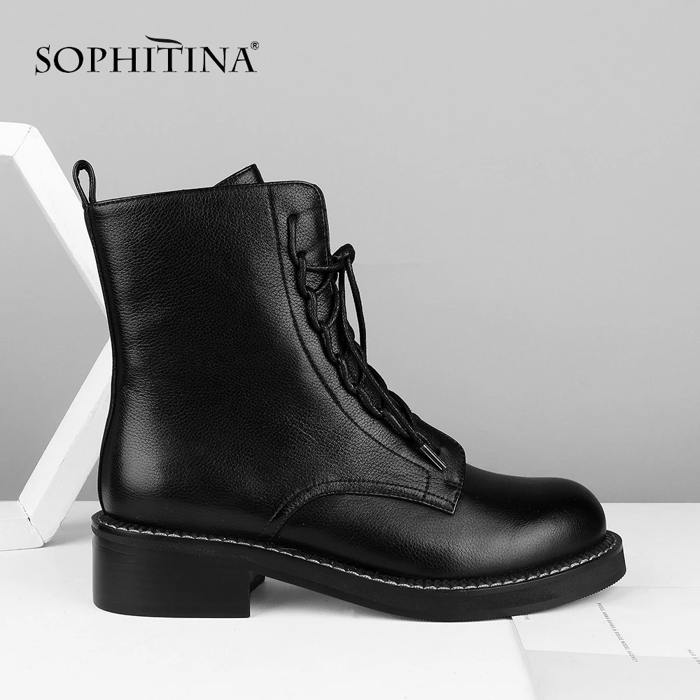 SOPHITINA/ботильоны на шнуровке Высококачественная женская обувь из натуральной