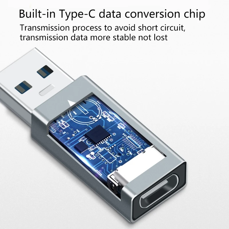 Aluminum Alloy Shell Usb To Type-C Gen2 Usb3.1 Adapter Converter Built-In Chip. 