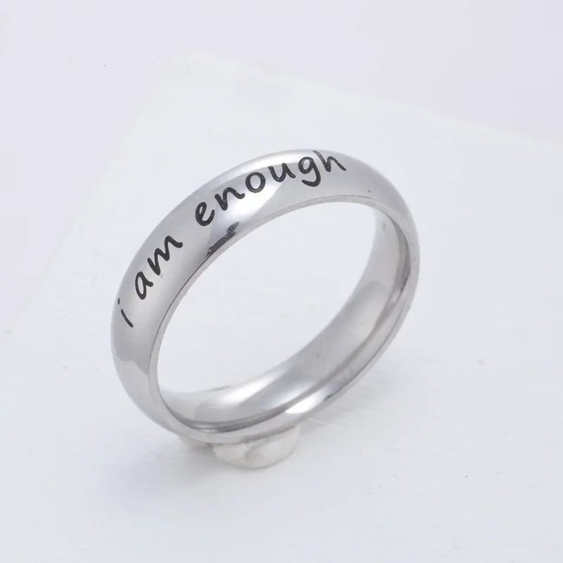 Вдохновляющее кольцо с надписью Я достаточно из титановой стали простые кольца |