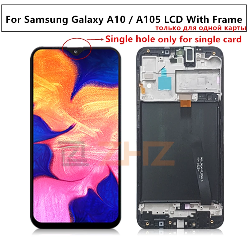 Ceny Do ekranu dotykowego Samsung Galaxy A10 A105 A105F SM A105F 2019 lcd Digitizer montaż z ramą wymiana części naprawczych
