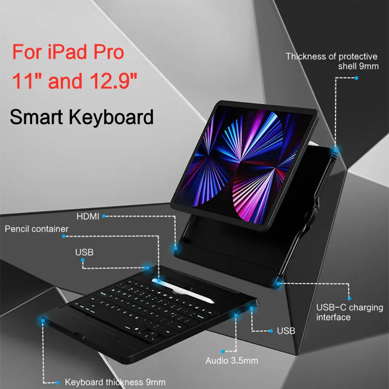 Tastiera Magnetica Per Ipad Pro 11 12.9 Pollici 2022 2021 2020 Custodia Smart Magic Keyboard Cover Per Ipad Air 4 5 Tablet Hdmi Dock Hub