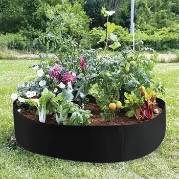 

Fabric Raised Garden Bed 15/50/100 Gallons Round Planting Container Grow Bags Breathable Felt Planter Pot for Plants Nursery Pot