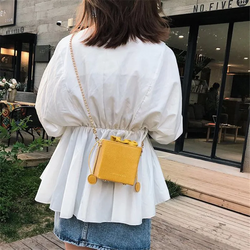 

2020 Portable Mini Drawstring Bucket Bag Women Purses Bags Small Flap Handbags Box Shaped Crossbody Bags Dropshipping 40#
