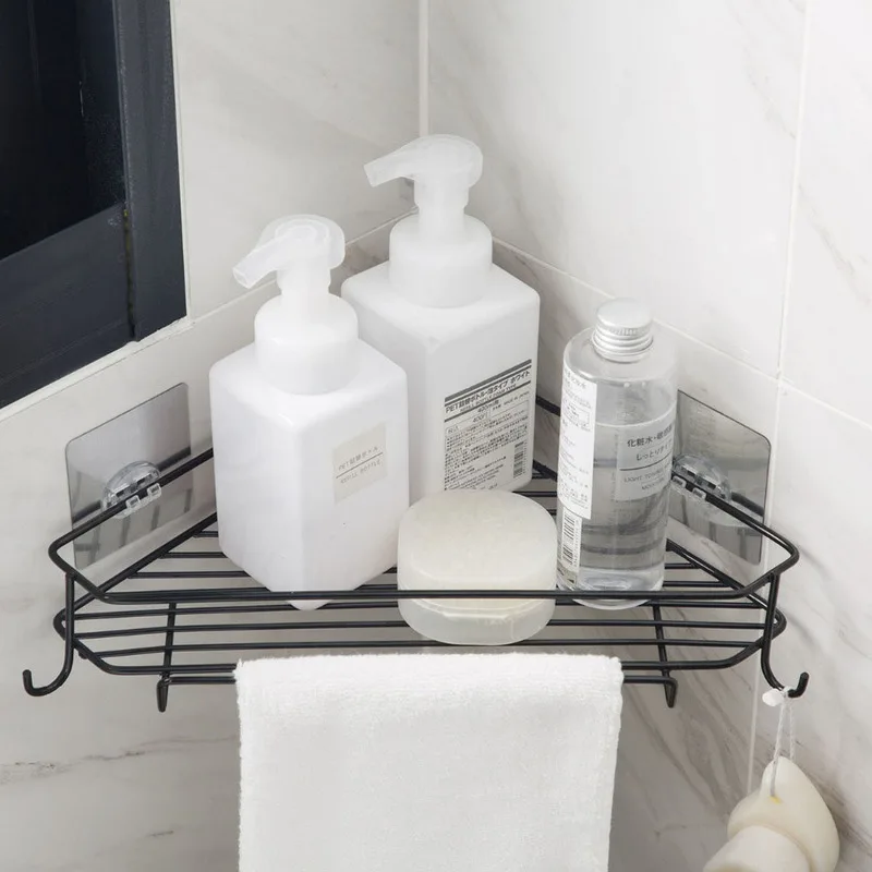 

Bathroom Accessories Corner Shelf Bathroom Fixtures Wrought Iron Storage Rack Kitchen Tripod Wall Shelf Bathroom Organizer