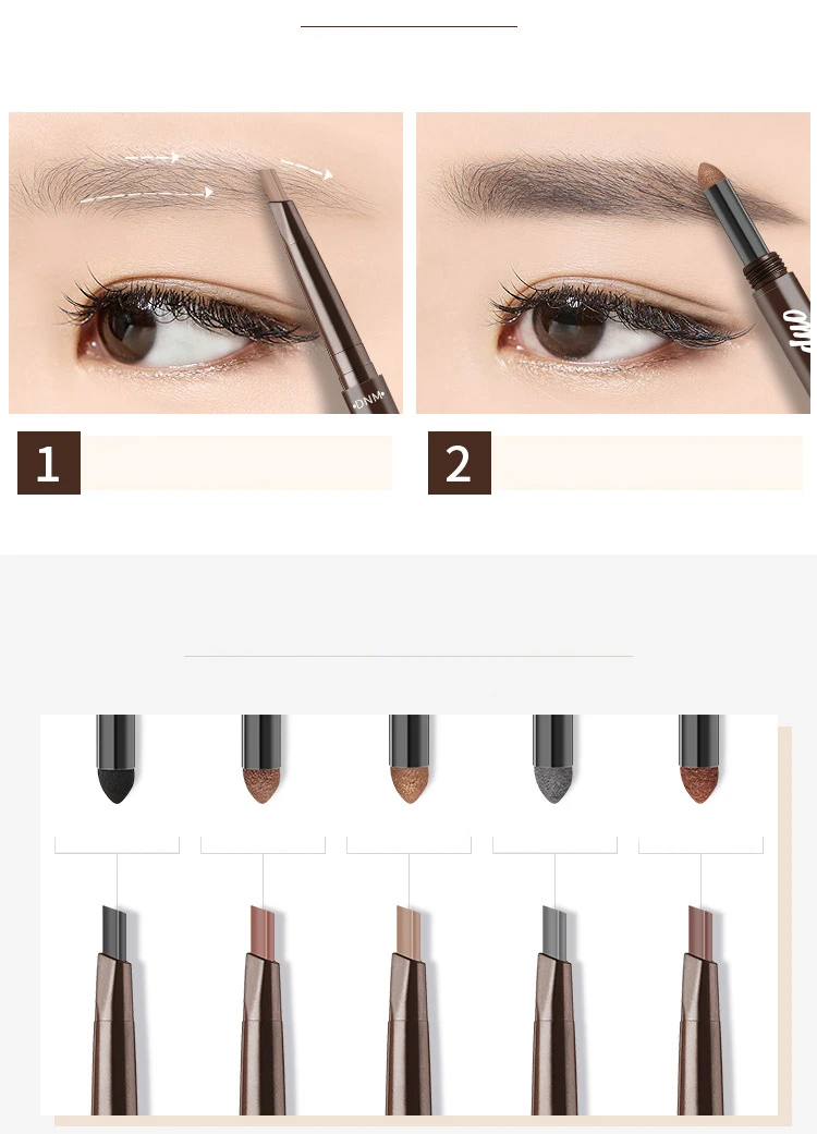1 шт., 5 цветов, макияж глаз, карандаш для бровей, натуральная двойная головка, карандаш для бровей, Автоматическое вращение, водостойкий стойкий карандаш для бровей