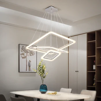 

White Square modern led chandelier lights for living room Dinningroom Bedroom Home Lighting Luminaire modern chandelier lighting
