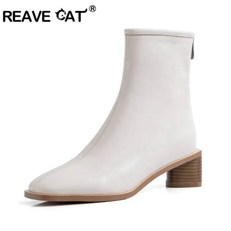 Женские ботильоны из искусственной кожи REAVE CAT винтажные модные ботинки Челси на