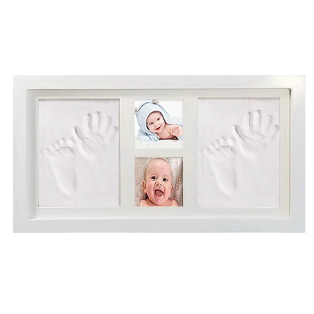 

Baby Handprint Footprint Kit Air Drying Easy Apply Soft Inkpad Wood Frame Photo Foot Gift Cute Non Toxic Mud Memorable Clay