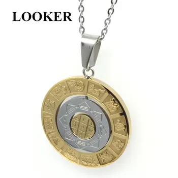 

LOOKER Constellation Chart Pendant For Men Gold-Color Round Vintage Stainless Steel Pendants Necklaces