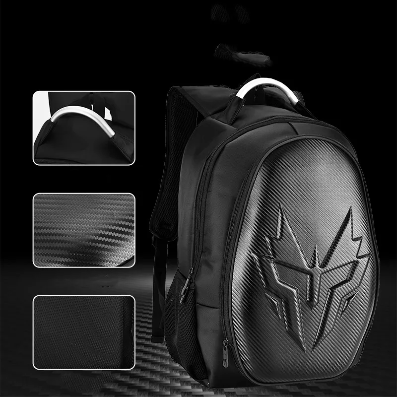 

Carbon Fiber Motorcycle Backpack Helmet Bag Motocross Reflective High Capacity Hard Shell Waterproof Bag
