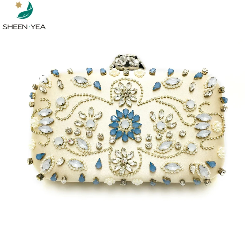 

19Stylish Women Clutch purse vintage Handbag Lady Wedding Party Rhinestones prom Pearl Chains Bag Elegant Diamonds Evening bags