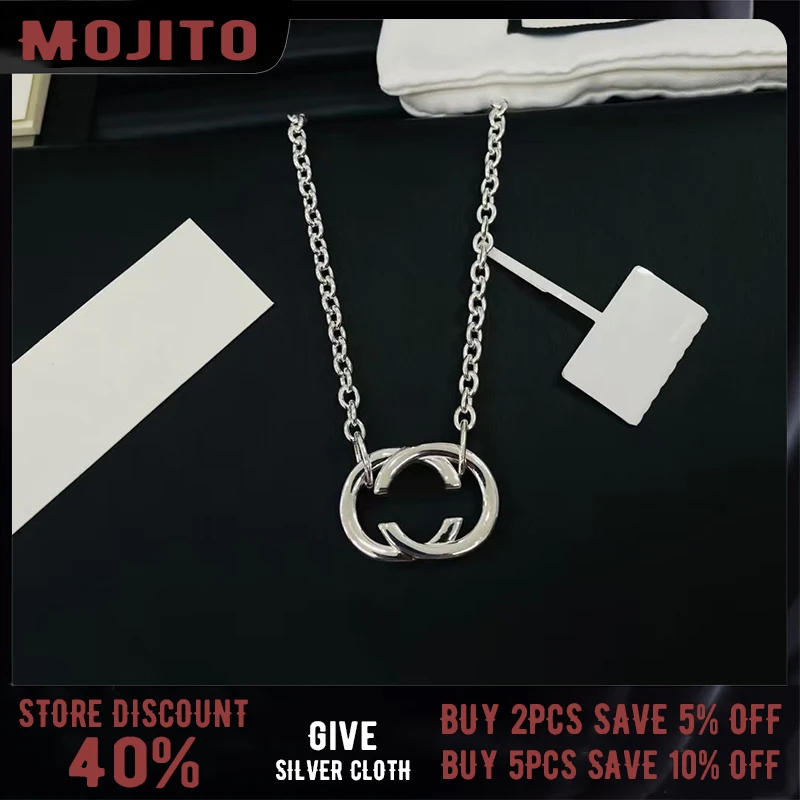 S925 Sterling Silver New Buckle GG Necklace Unisex Fashion Personality Simple Original Luxury Brand Jewelry Fine Holiday Gift | Украшения и