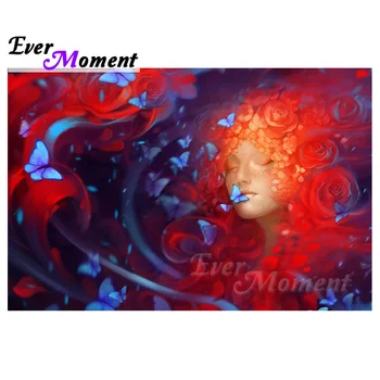 

Ever Moment Diamond Painting Butterfly Girl Portrait Fantasy Full Square Resin Diamond Embroidery Hobby Crafts Decoration 4Y304