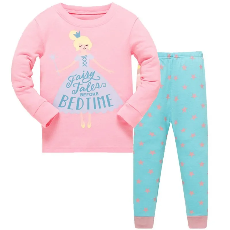 Детские повседневные пижамы, комплект одежды для мальчиков и девочек, комплект одежды для сна с героями мультфильмов, Детские хлопковые Пижамные комплекты из 2 предметов: футболка с длинными рукавами+ штаны - Цвет: Model 17