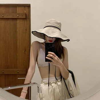 

Fisherman hat female Japanese big along hat summer new sunscreen hat
