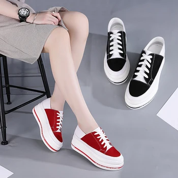 

Leather single shoes female 2019 spring new muffin thick bottom increase small white shoes casual shoes
