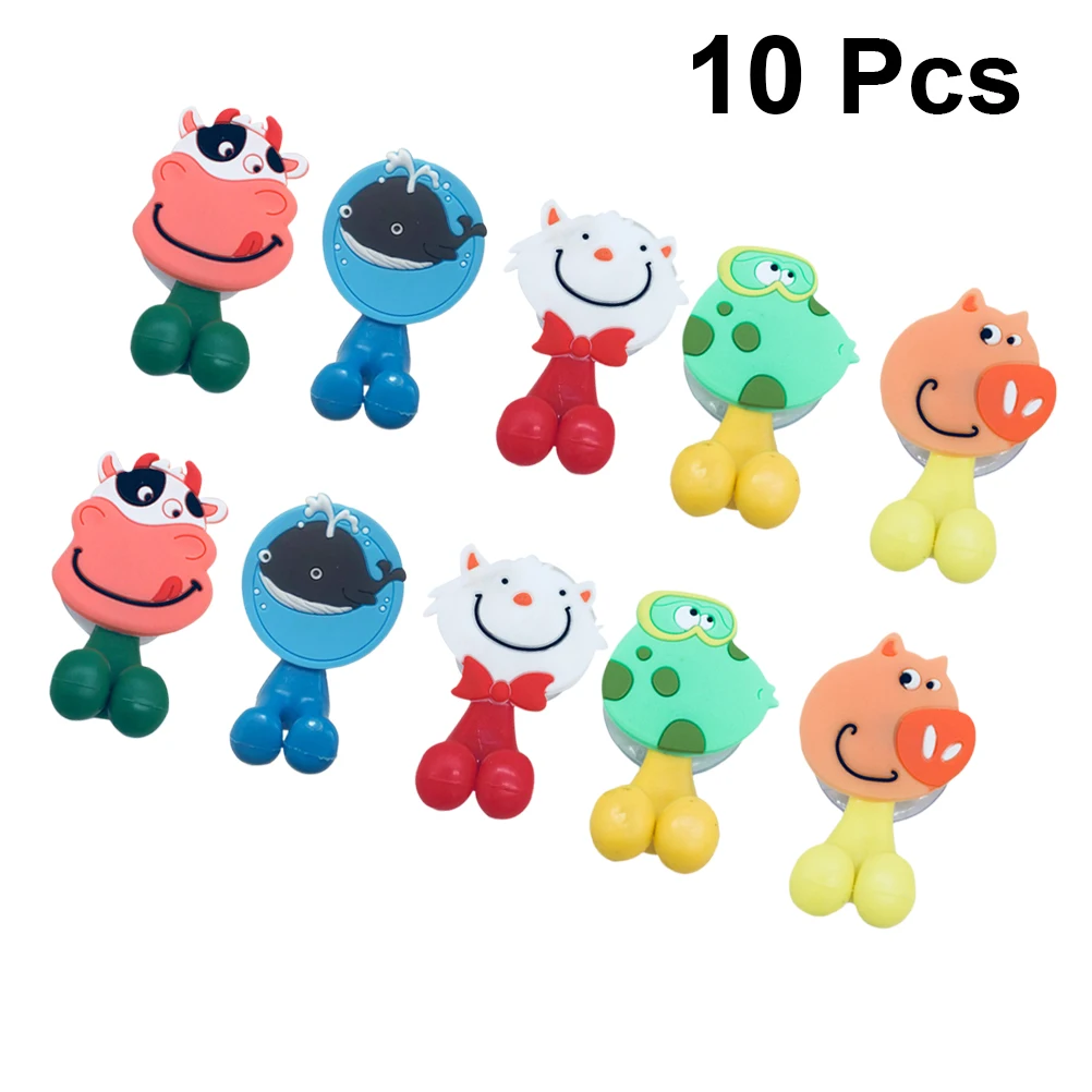 

10pcs Cartoon Toothbrush Rack Suction Cup Toothbrushes Holder Animal Wall Brushes Stand Hook (Frog Cow Cat Pig Shark 2pcs