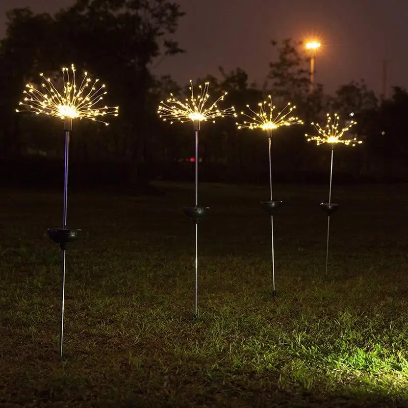 Солнечный фейерверк свет газон огни 90 Led 8 режимов фейерверк взрыв звезда рождественские китайские фонарики Открытый водонепроницаемый садовый светильник