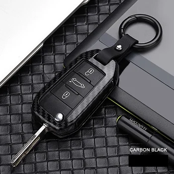 

Cabon Fiber Alloy Flip Car Key Cover for Citroen C4 CACTUS C5 C3 C4L Peugeot 508 301 2008 3008 408 key Case Bag Holder