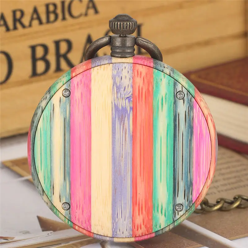 Attractive Colorful Bamboo Quartz Watch Lady High Quality Alloy Rough Chain Female Pendant Watches Light Analog 5