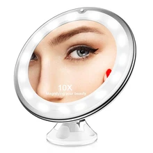 10X увеличительное косметическое зеркало светодиодный зеркало для макияжа 360 градусов вращения Гибкая зеркало складное зеркало для макияжа инструменты