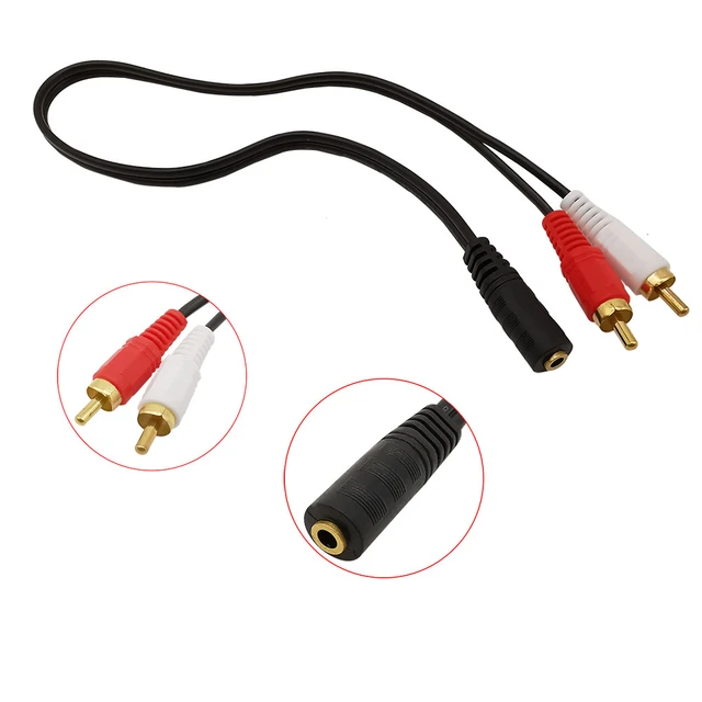 3.5mm Mini Plug to 2 RCA Female Audio Stereo Adapter - 6 inch