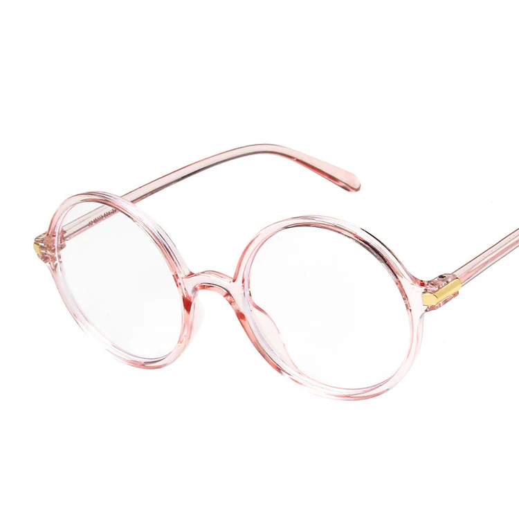 Elbru ретро круглые анти-голубые лучевые оптические очки оправа женские анти-голубые световые блокирующие оправы для очков для дам прозрачные линзы - Цвет оправы: Clear Pink