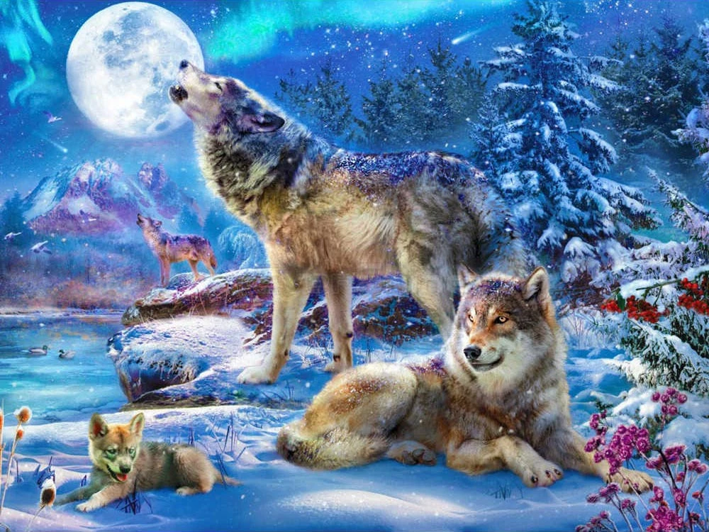 Evershine Алмазная картина животное вышивка крестиком Алмазная вышивка волк полная дрель дисплей Алмазная мозаика комплект Зимний пейзаж Искусство - Цвет: 1456