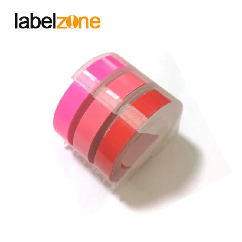 Лента этикеток с 3D тиснением красный и розовый цвета совместимый Dymo 1610 12965 1880