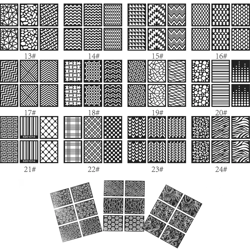 Стикер для ногтей черный и белый с узором лазер выдолбленные переводные наклейки на ногти 3D стикер s Маникюр выдолбленный смешанный-24-Set