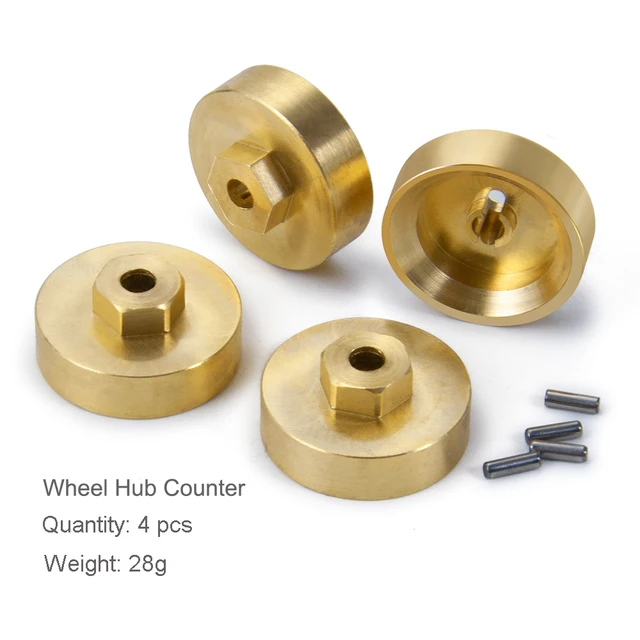 YEAHRUN Brass Counter Weights Wheels Hex Axle Diff Cover for 1/24 RC Crawler Axial SCX24 AXI90081 Upgrade Parts
