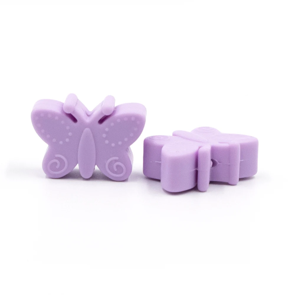 Lilac GYLAXIDO 5 шт. бабочка перле силиконовый бисер ребенок прорезывание зубов ожерелье игрушки животное без БФА, силиконовый Бисер для изготовления ювелирных изделий - Цвет: Lilac