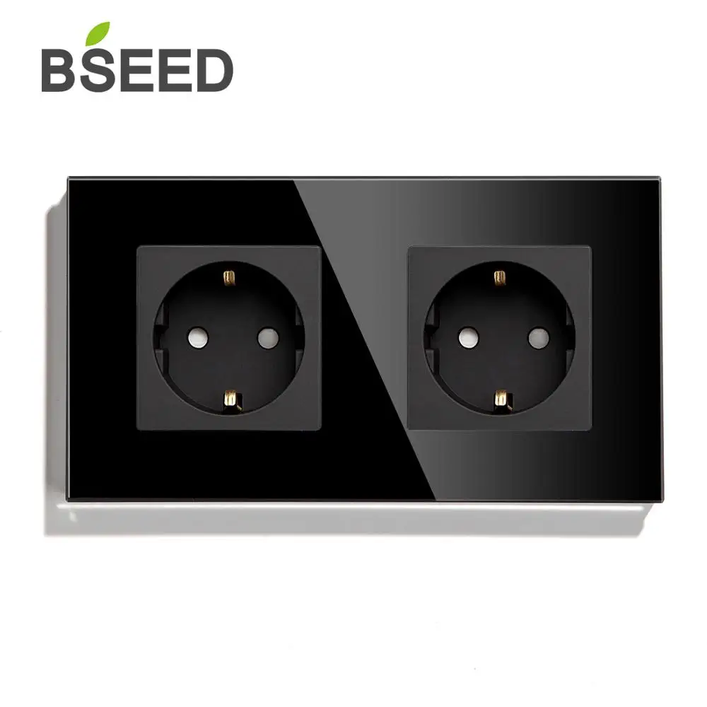 Настенные розетки BSEED европейского стандарта с одной розеткой питания черные