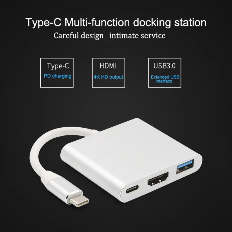 3 в 1 type-C-4 K HDMI USB 3,0 порт концентратор Кабель-адаптер совместим с MacBook