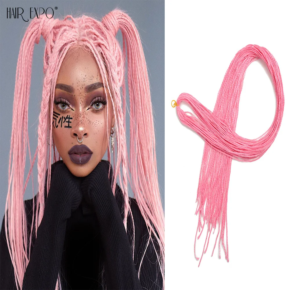 34inch Braiding Hair Colorful Synthetic Zizi Box Braids Crochet Hair Extension Pink Blue Write Black Fiber 50g Expo City