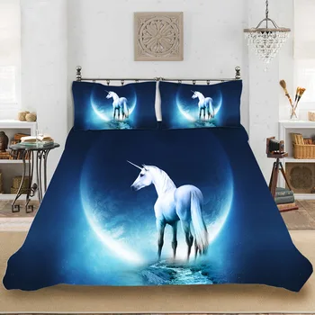 

3D Printing Unicorn Series Polyester Fiber Digital Printing Brush 3PCS Set Bedding Bedding Oversized Soft and skin-friendly