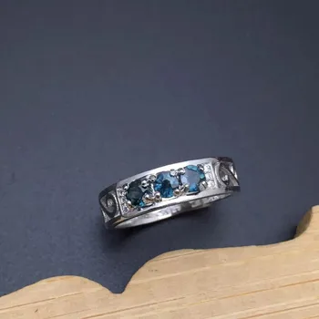 

Real Natural Diamond & Sapphires silver Ring Fine Jewelry 3PCS Wedding Ring Anniversary Gemstone