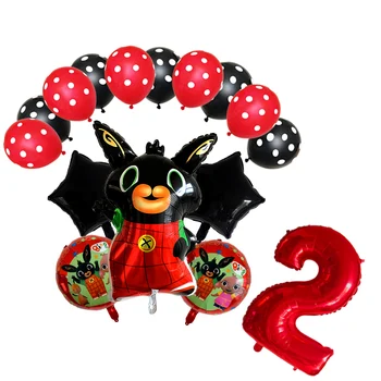 

16PCS Bing Rabbit Birthday Foil Balloons Cartoon Animal Red 30inch Number Birthday Party SpotDecorations Kids Balloons Globos