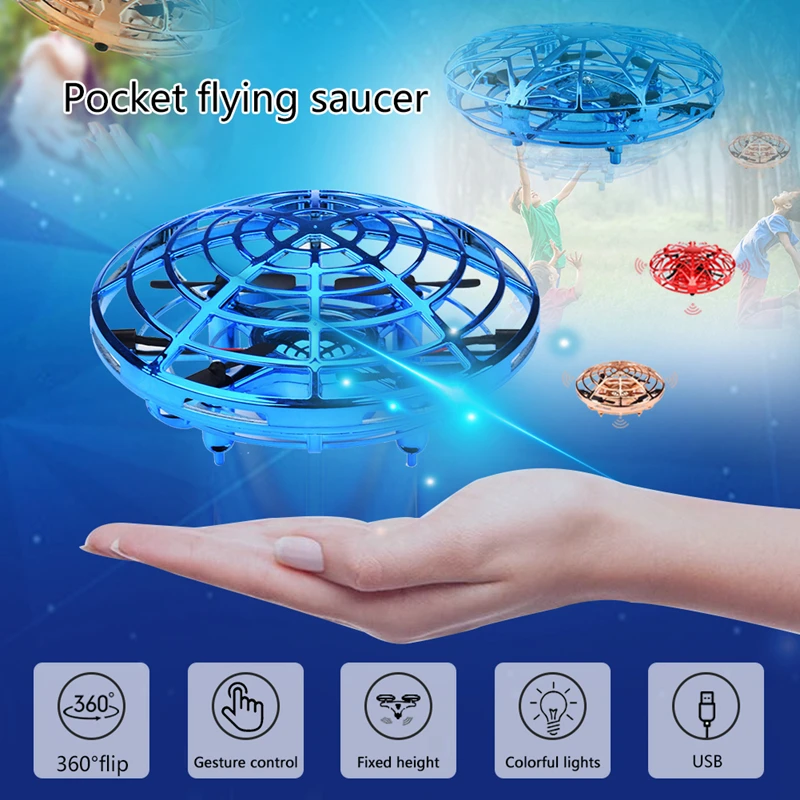 Bumlon Мини UFO Quad Индукционная Левитация светодиодный светильник usb зарядка игрушка для детей жесты Индукционная летающая игрушка RL59-0002