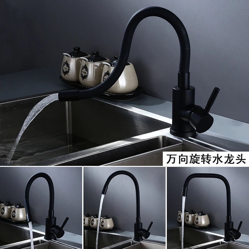 

Kitchen Universal Rotary Cold and Hot Water Faucet 304 Stainless Steel Vegetable Washing Basin, Tank and Basin Variable Faucet