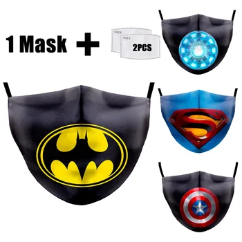 

PM2.5 Filter Mouth Masks Washable Batman 3D Printing Masks Fabric Face Masks Reusable PM2.5 Dust Proof Flu Bacteria Face Mask