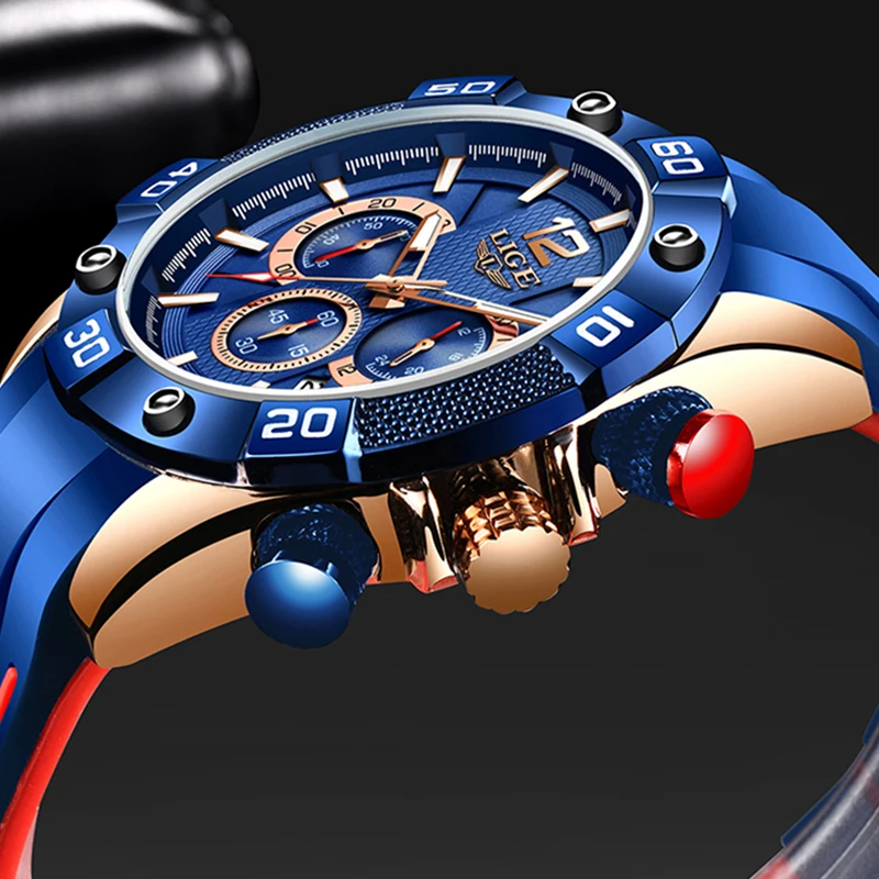 

Relogio Masculino LIGE Fashion Mens Watches Top Brand Luxury Silicone Sports Watch Men Quartz Date Clock Waterproof Wristwatches
