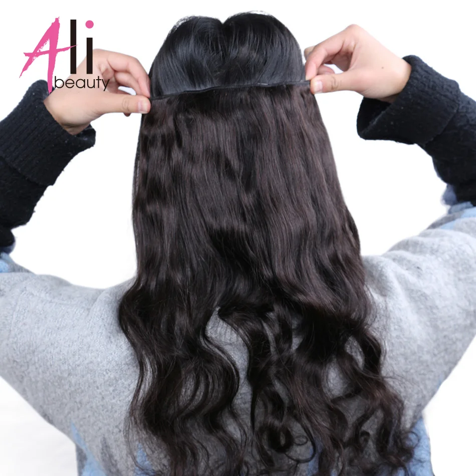 Ali Beauty One piece Set 4 Clip-in 100% Human Hair Extensions 50g Chinese Natural wavy Machine Made Remy Hair