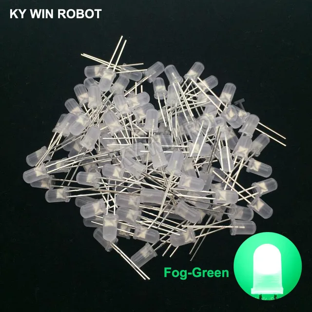 100pcs 5mm LED Diode 5 mm Assorted Kit White Green Red Blue Yellow Orange Pink Purple Warm white DIY Light Emitting Diode 100pcs Fog-Green