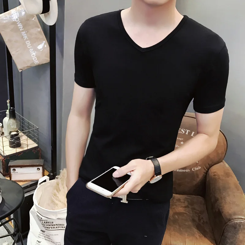 

Summer Men New Style Short Sleeve T-shirt Crew Neck Korean-style Black And White Solid Color Base Shirt Women's Half Sleeve Adve