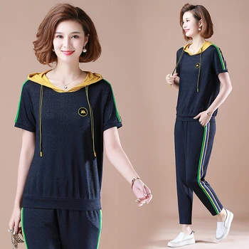 

Casual Women Two Piece Set Women's Fashion 2020 New Spring And Summer Wear Two-piece Sports Women Clothing Women T Shirt Pants