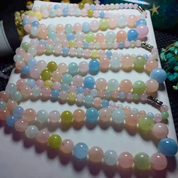 

5-12mm Natural Colorful Morganite Quartz Beryl Crystal Round Beads Stretch Women Necklace Chain Fashion Jewelry AAAAA